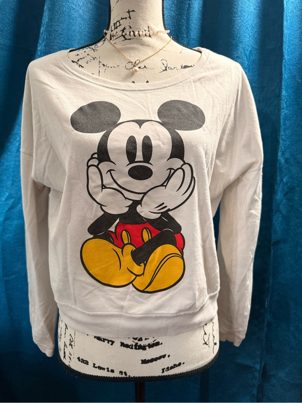 Disney White Long Sleeve Mickey Mouse Graphic Tee